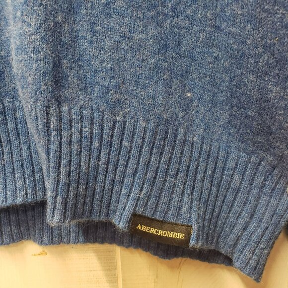 Abercrombie & Fitch 100% Wool Shetland Sweater Blue, Mens XL, Crew Neck NO HOLES - Picture 3 of 6